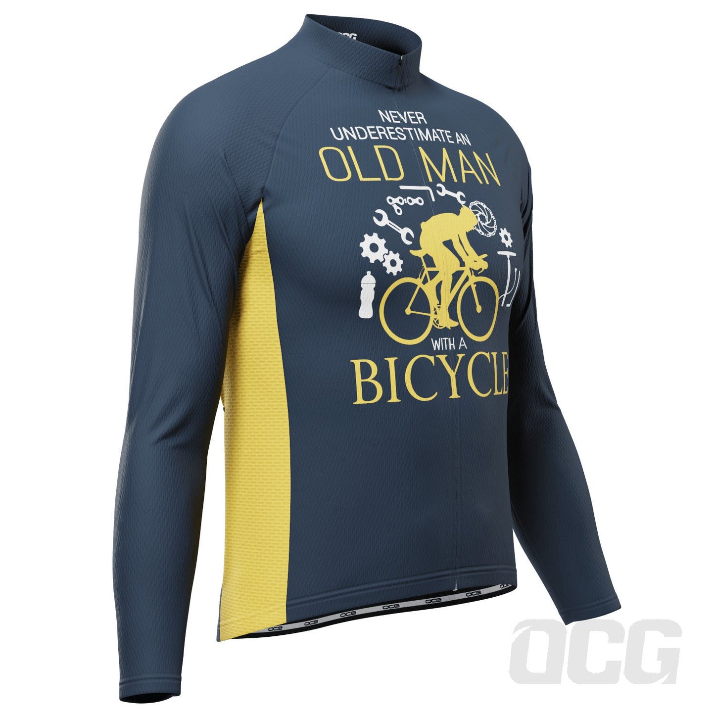 Men's Never Underestimate an Old Man Long Sleeve Cycling Jersey
