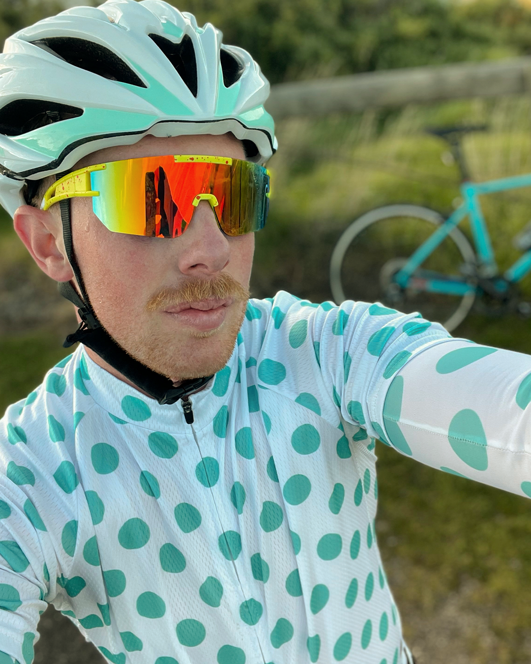 Men's Polka Dots Long Sleeve Cycling Jersey