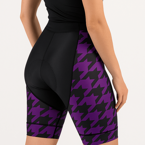 Women Purple Houndstooth Cycling Shorts