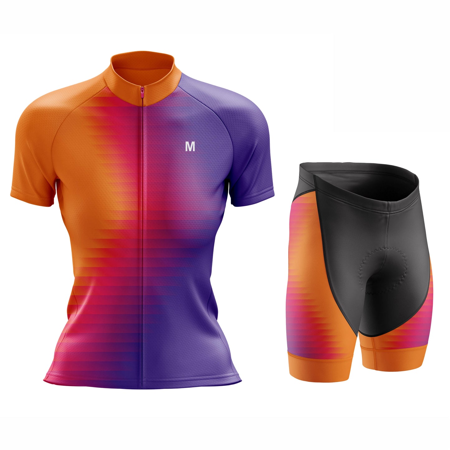 Women's Orange Gradient Cycling Jersey or Shorts
