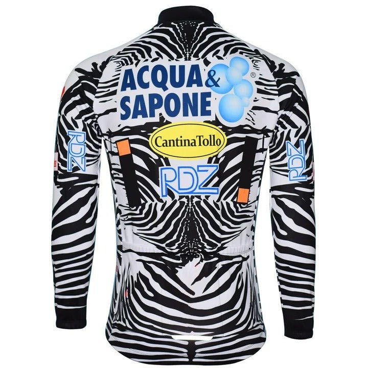 Acqua Sapone Cantina Tollo Zebra Long Sleeve Retro Cycling Jersey