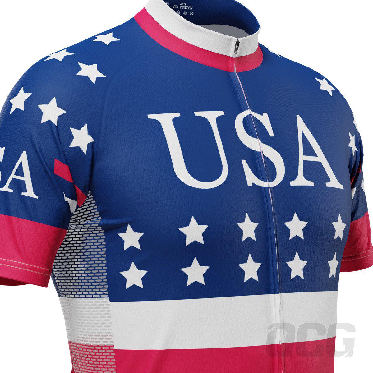 Men's American Stars and Stripes USA Icon Short Sleeve Cycling Jersey