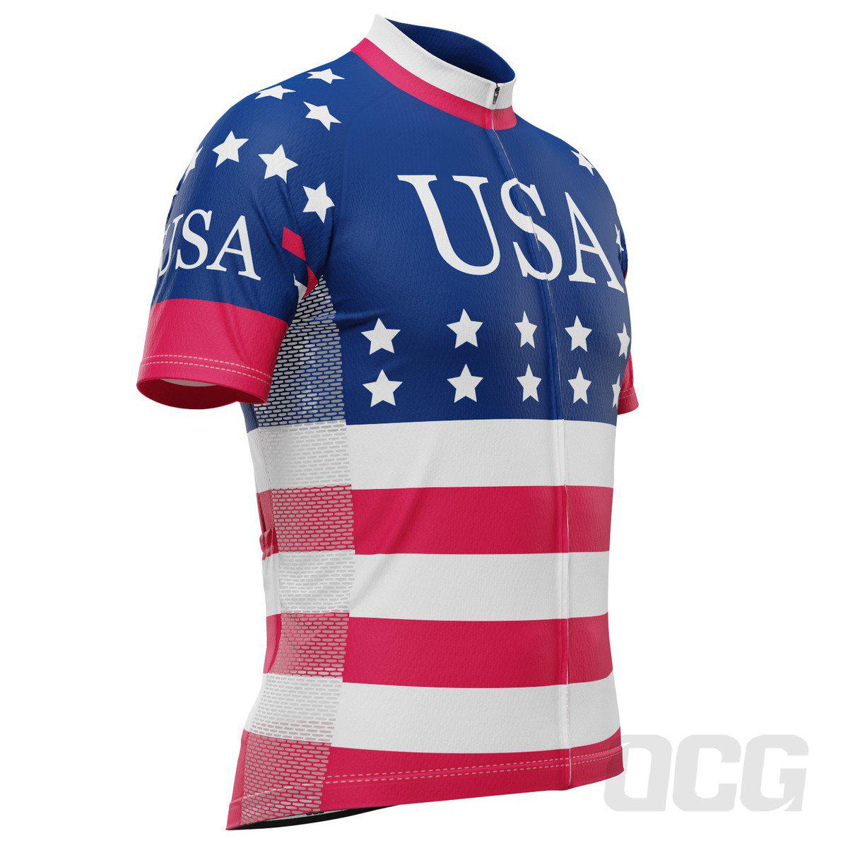 Men's American Stars and Stripes USA Icon Short Sleeve Cycling Jersey