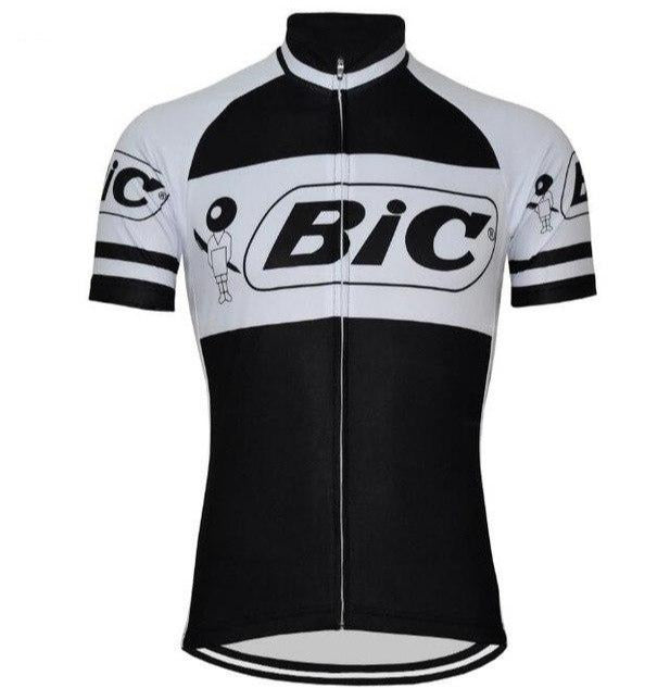 BIC Black Short Sleeve Retro Cycling Jersey