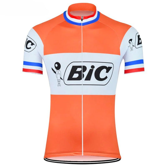 BIC Orange-France Short Sleeve Retro Cycling Jersey