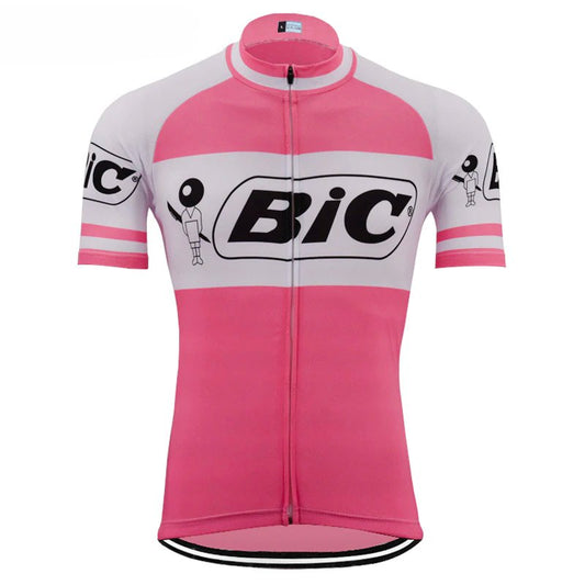 BIC Pink Short Sleeve Retro Cycling Jersey