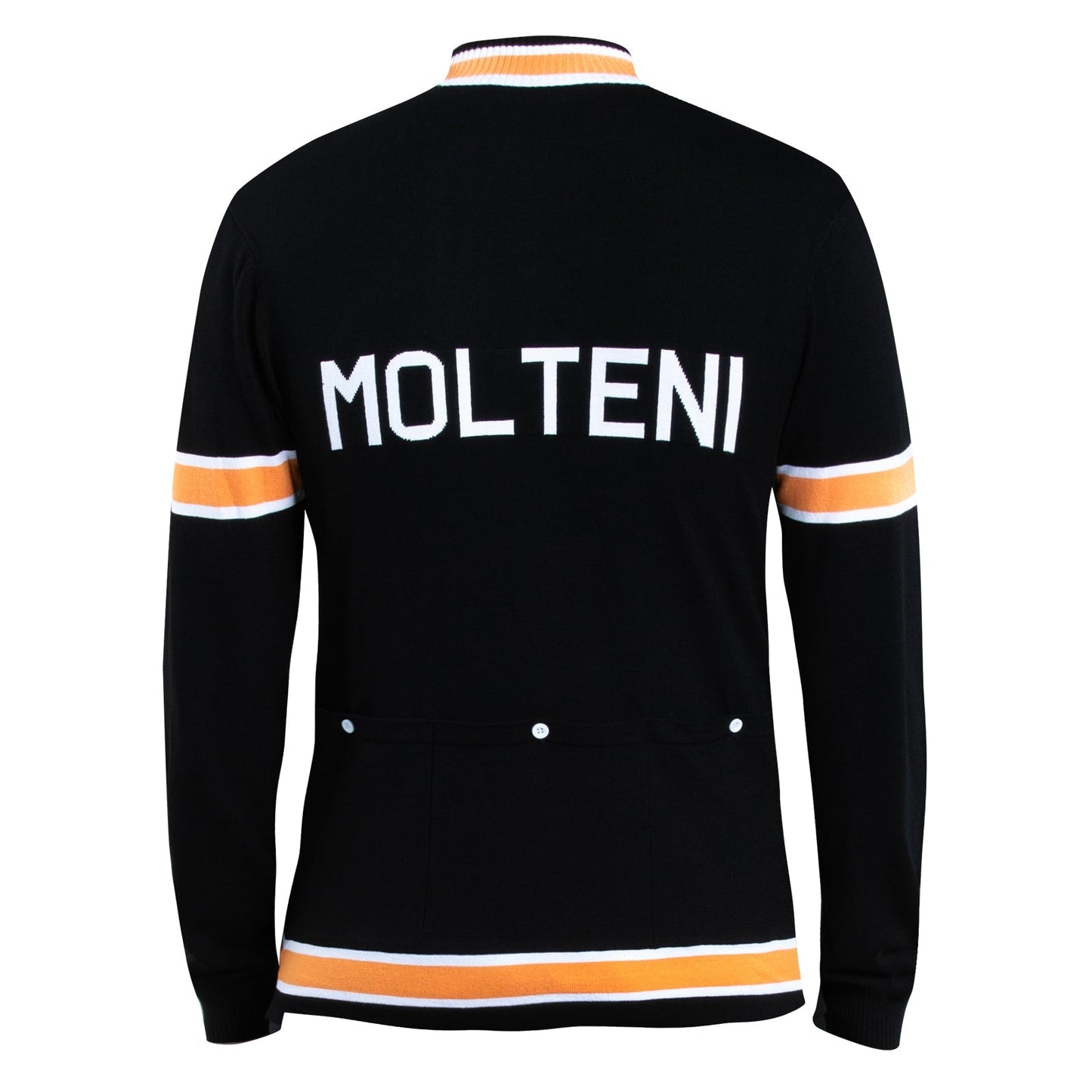 Black Molteni Merino Wool Blend - Long Sleeve Retro Cycling Jersey