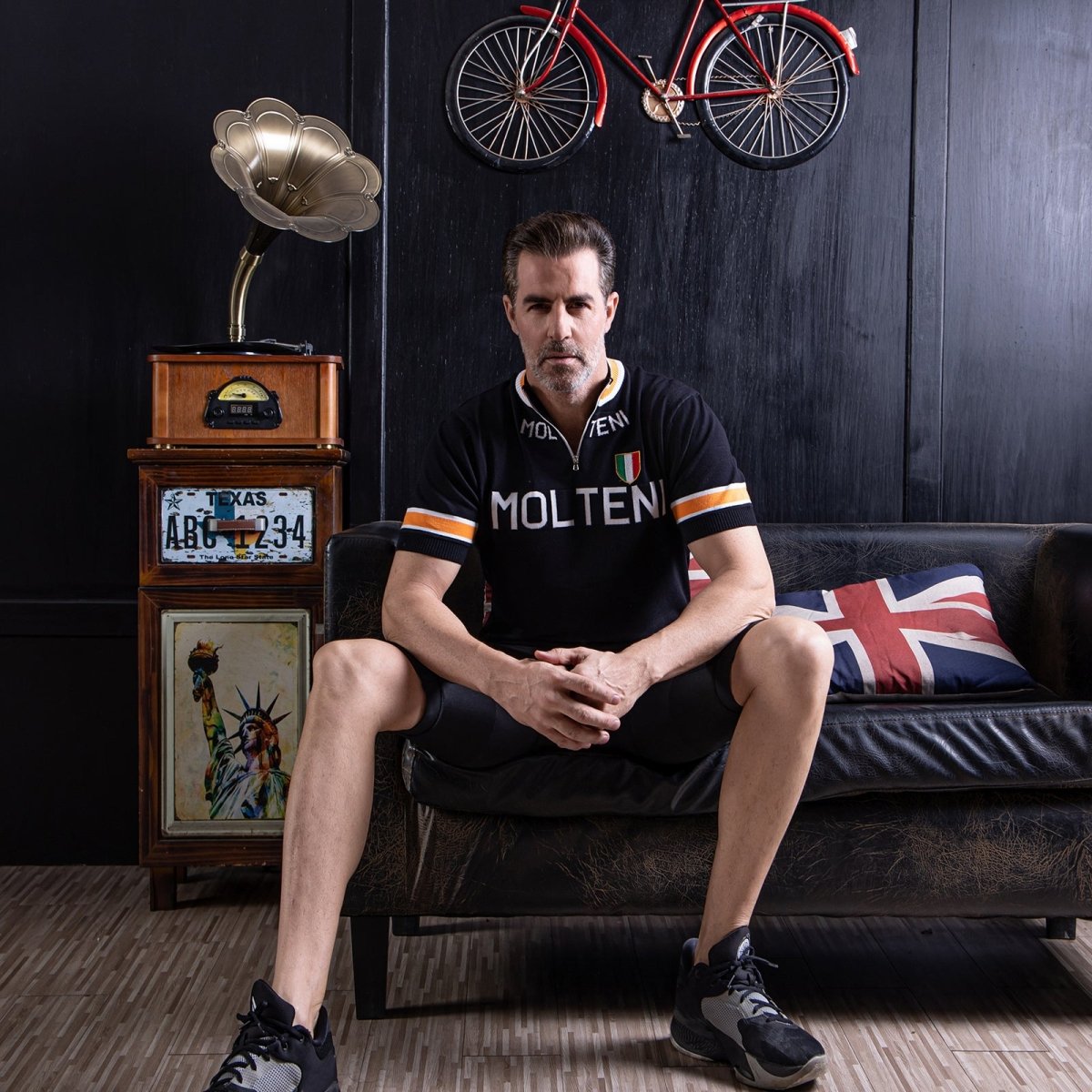 Black Molteni Merino Wool Blend - Retro Cycling Jersey