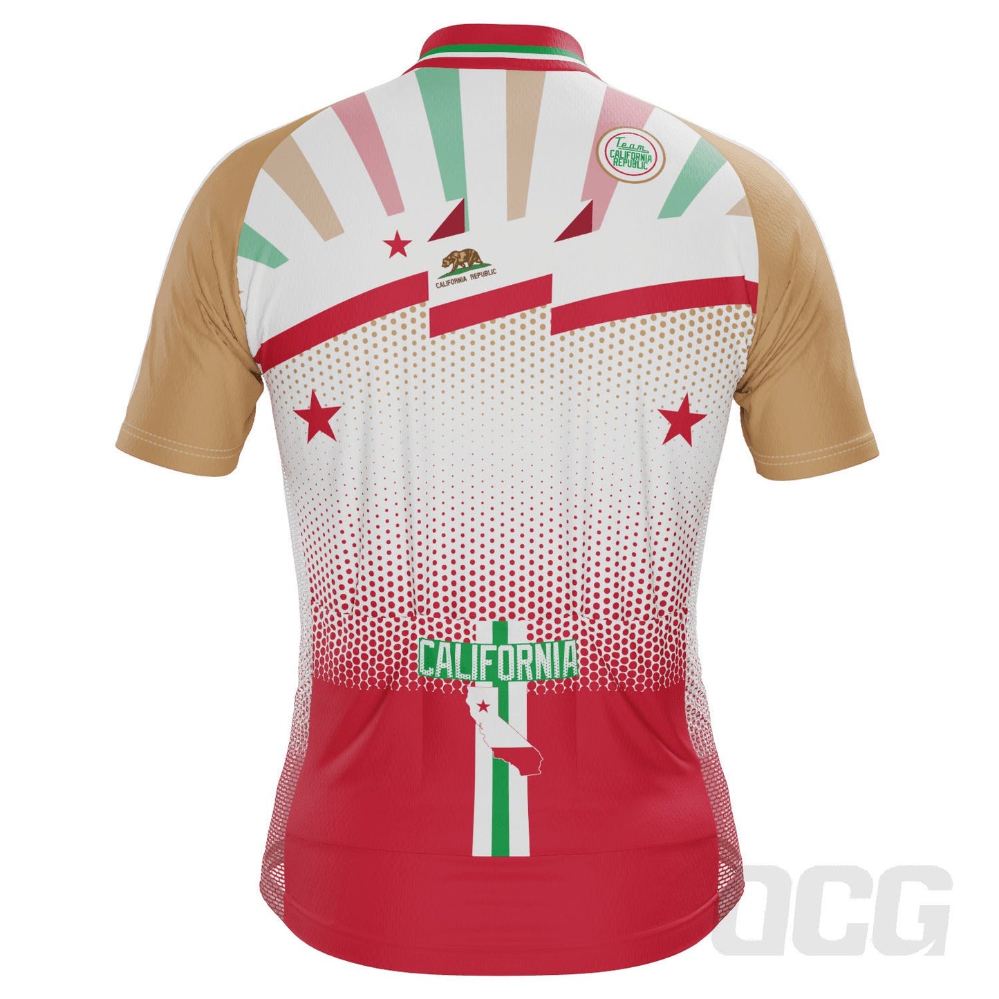 Men's Team California Republic US State Icon Short Sleeve Cycling Jersey