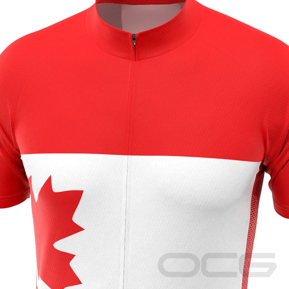 Men's Canada Maple Leaf National Flag Short Sleeve Cycling Jersey