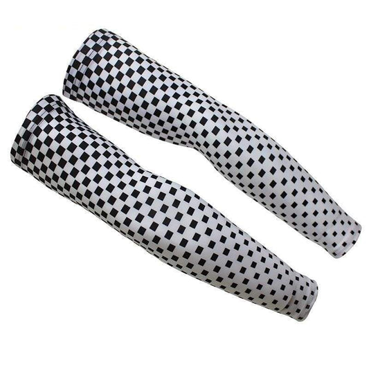 Unisex Chequered Flag Quick Dry Cycling Arm-Warmers