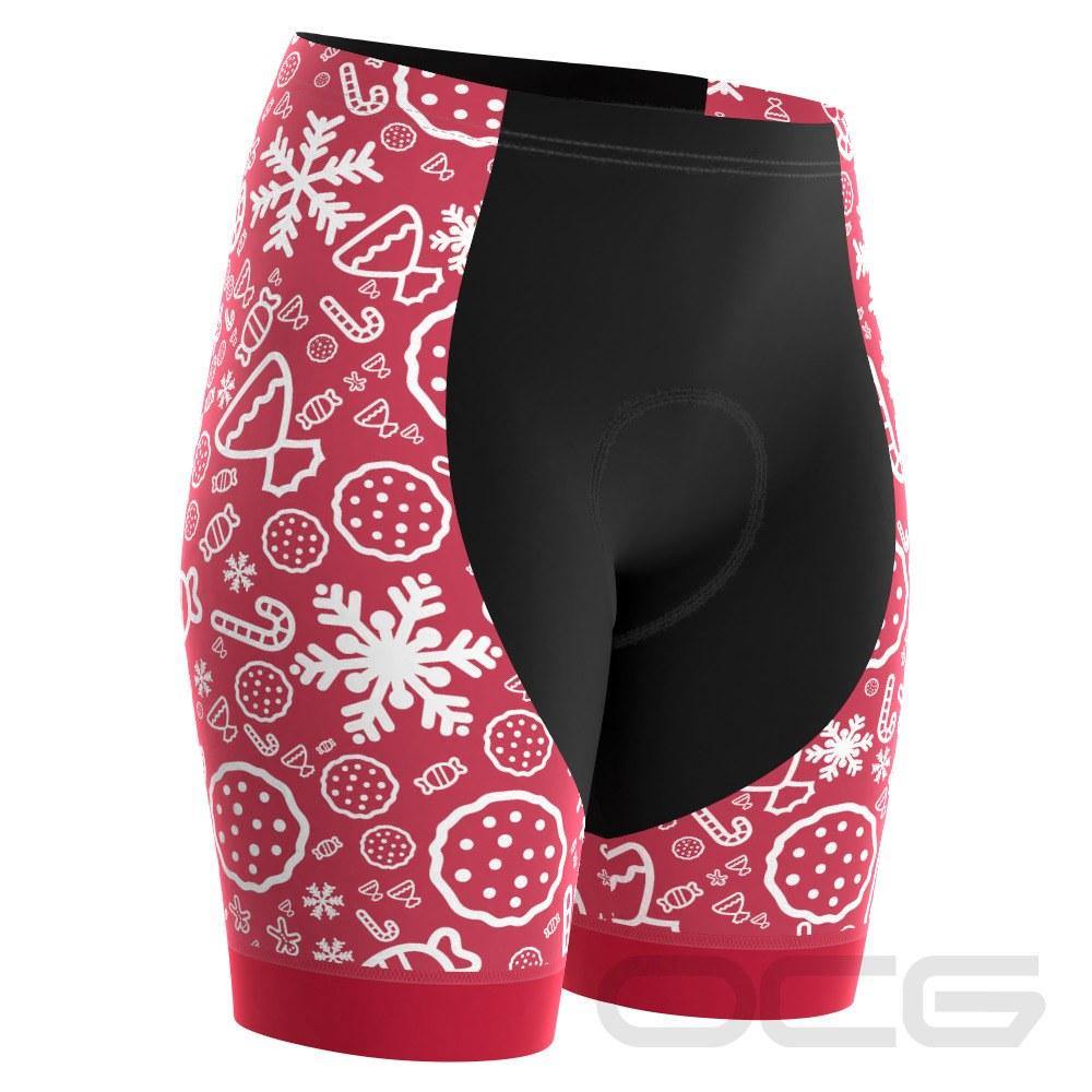 Women's Christmas Candy Gel Padded Cycling Shorts