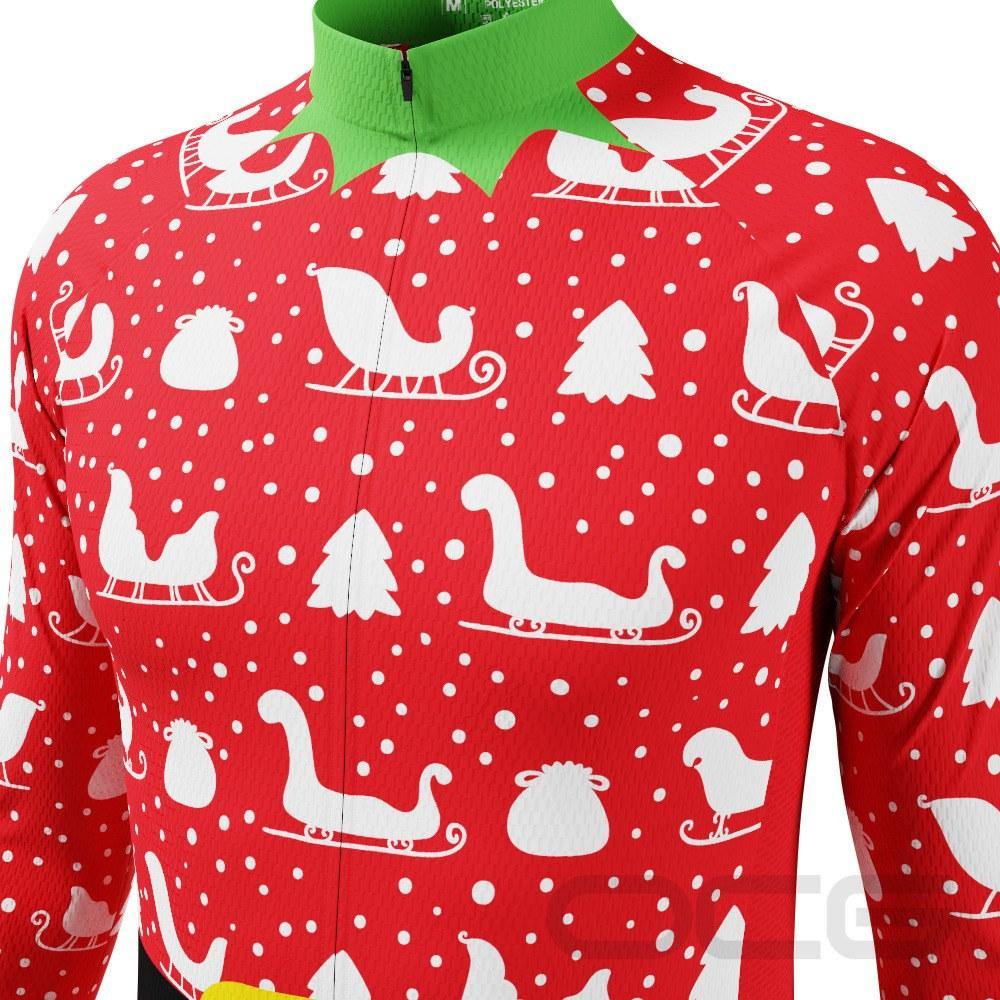 Men's Christmas Elf Season To Ride Long Sleeve Cycling Jersey