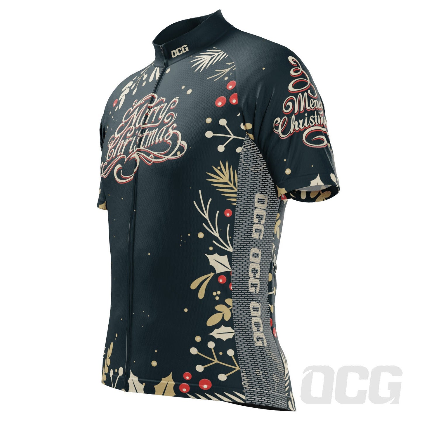 Men's Christmas Holly Short Sleeve Cycling Jersey
