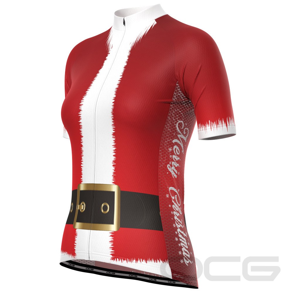 Women's Santa Claus Christmas Suit Short Sleeve Cycling Jersey