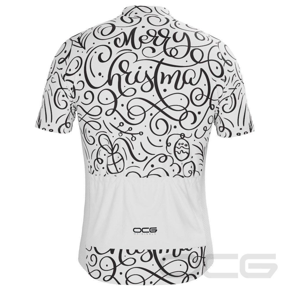 Men's Swirly Merry Christmas Short Sleeve Cycling Jersey
