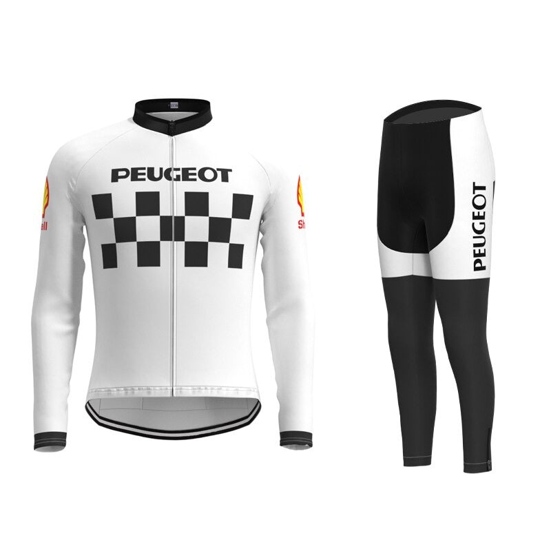Classic 1960s Peugeot Retro Cycling Jersey Long Set