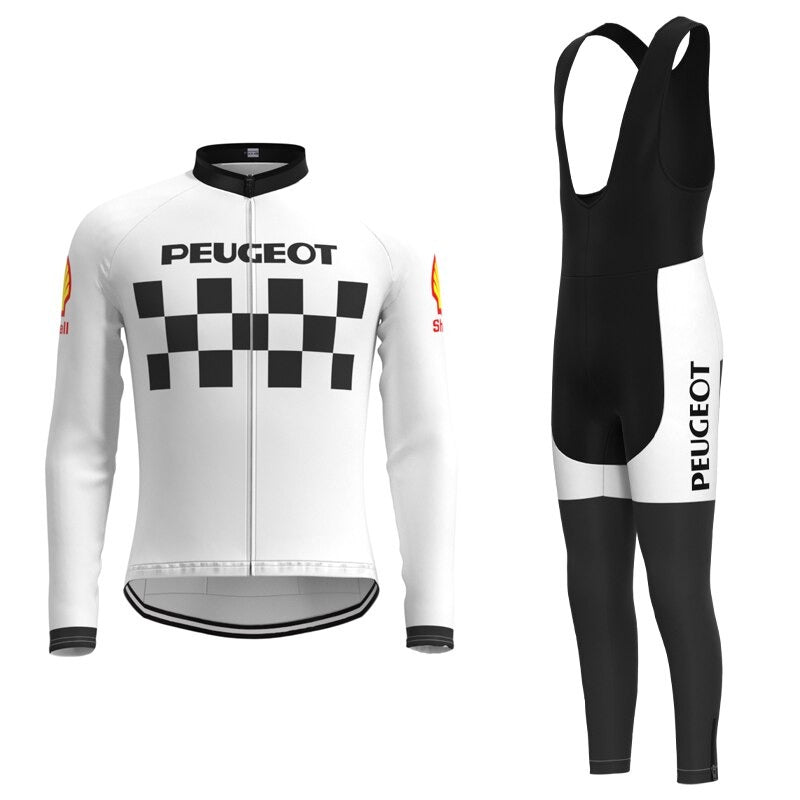 Classic 1960s Peugeot Retro Cycling Jersey Long Set
