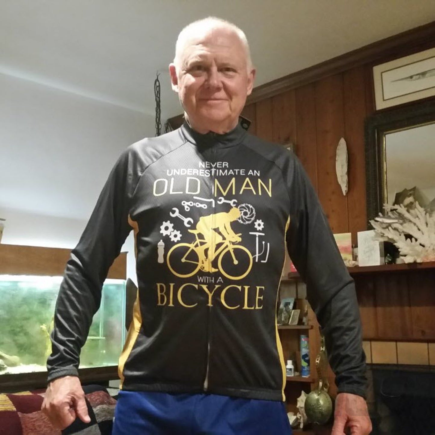 Men's Never Underestimate an Old Man Long Sleeve Cycling Jersey