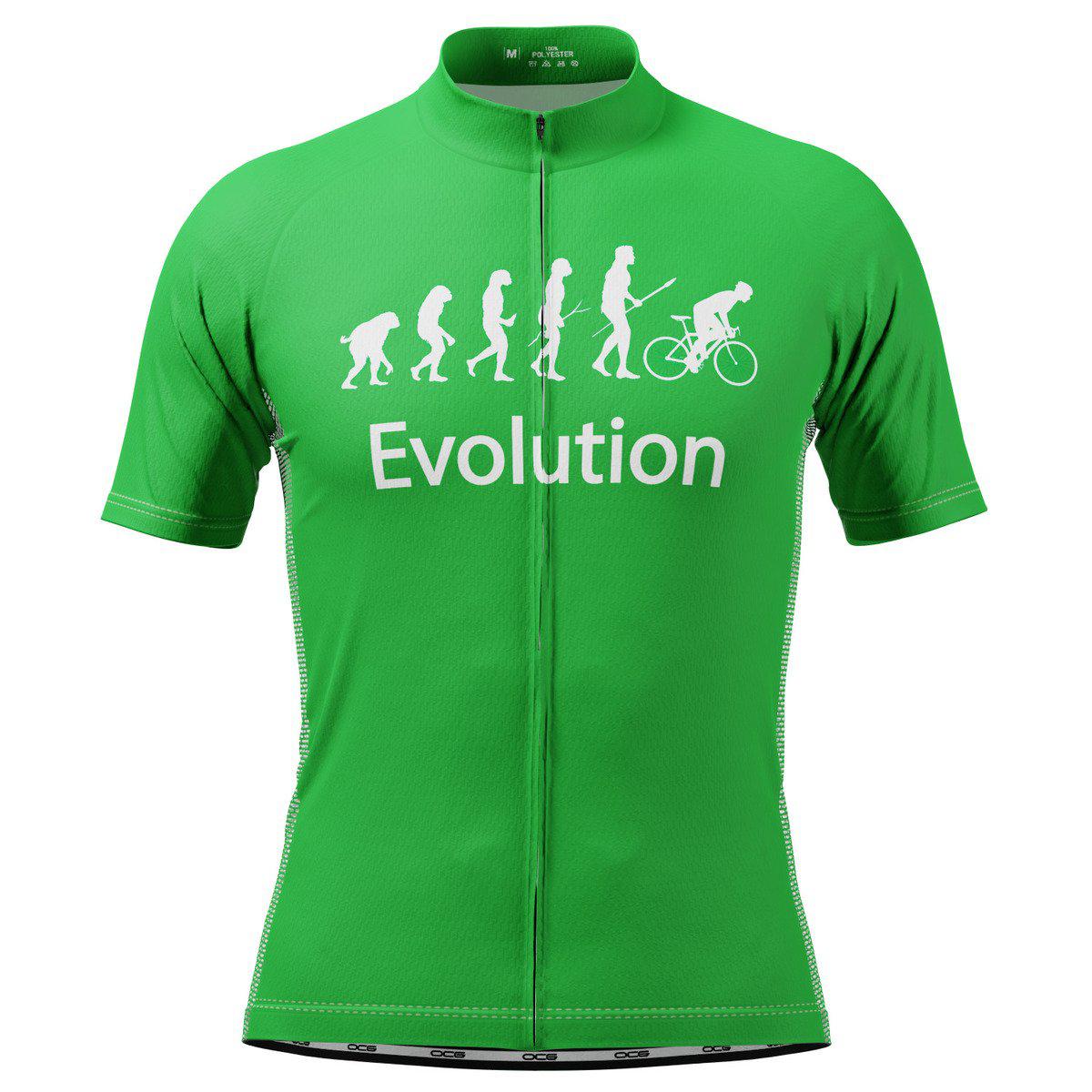 Men's Evolution of Man in Green Short Sleeve Cycling Jersey