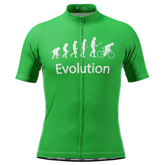 Men's Evolution of Man in Green Short Sleeve Cycling Jersey