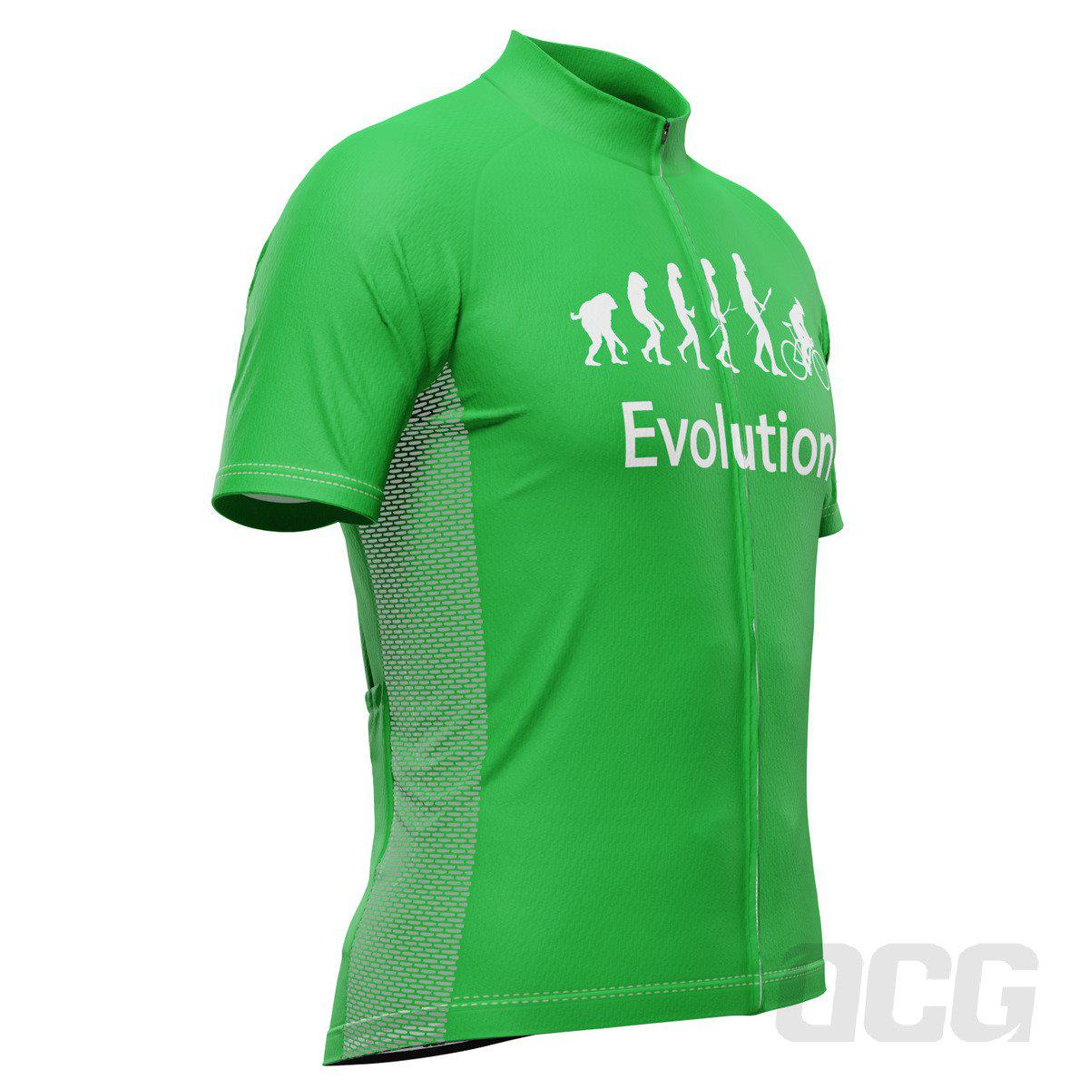 Men's Evolution of Man in Green Short Sleeve Cycling Jersey