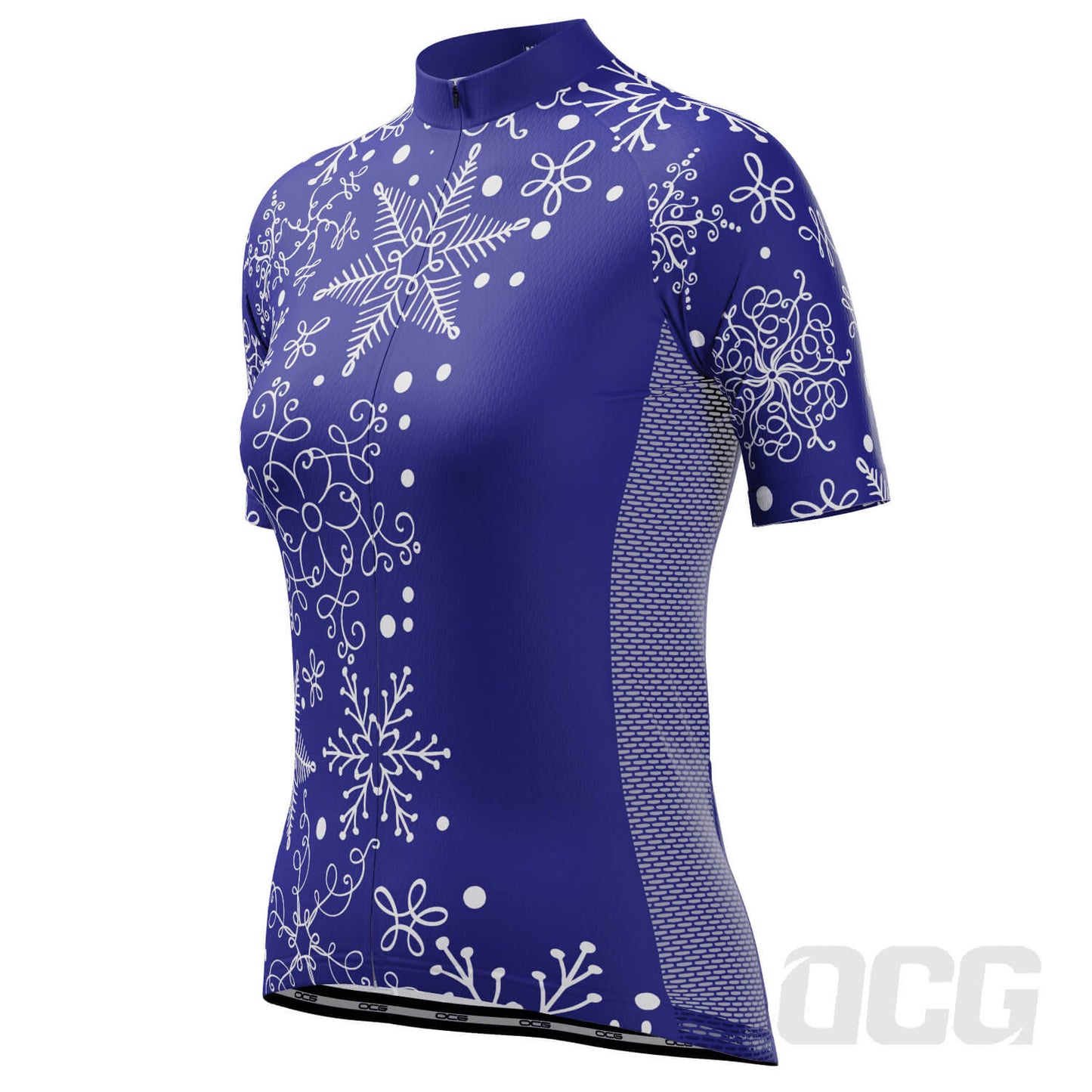 Women's Festive Snowflake Short Sleeve Cycling Jersey
