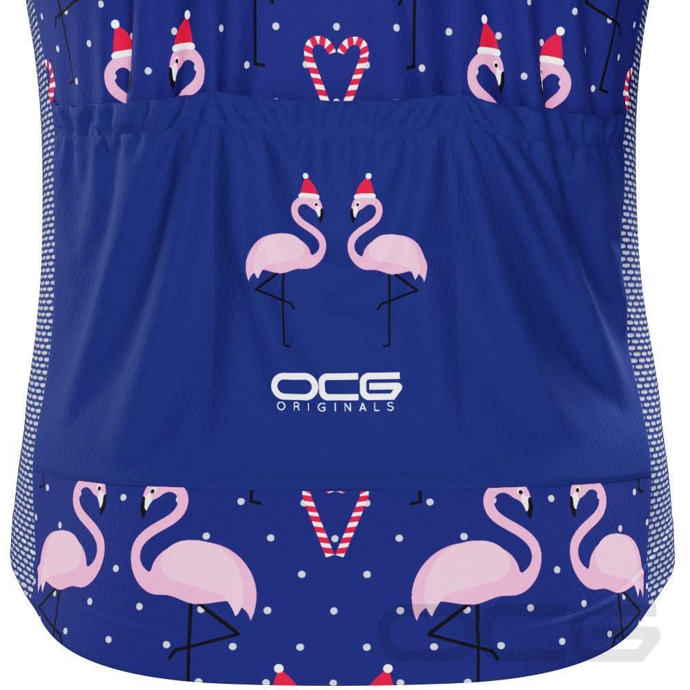 Men's Santa Flamingo Short Sleeve Cycling Jersey