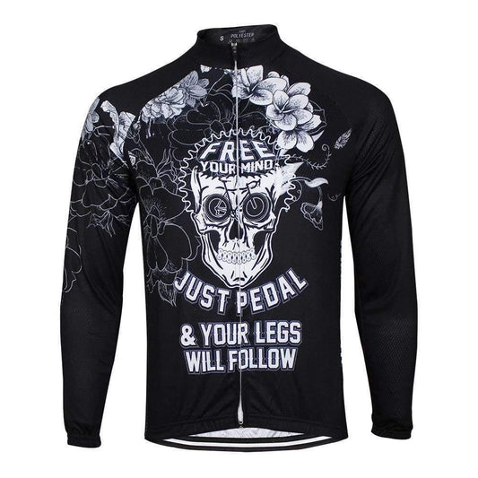 Men's Free Your Mind Skull Long Sleeve Cycling Jersey