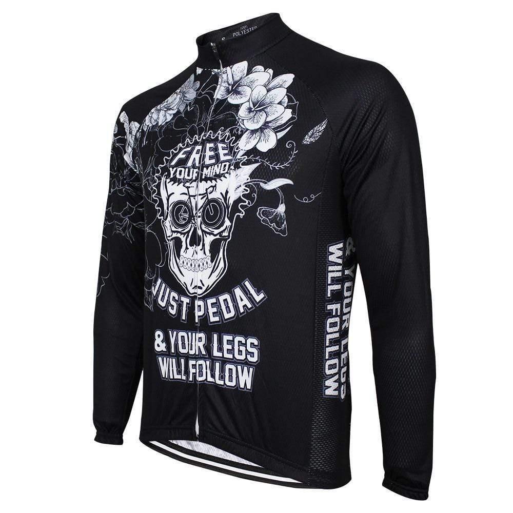 Men's Free Your Mind Skull Long Sleeve Cycling Jersey