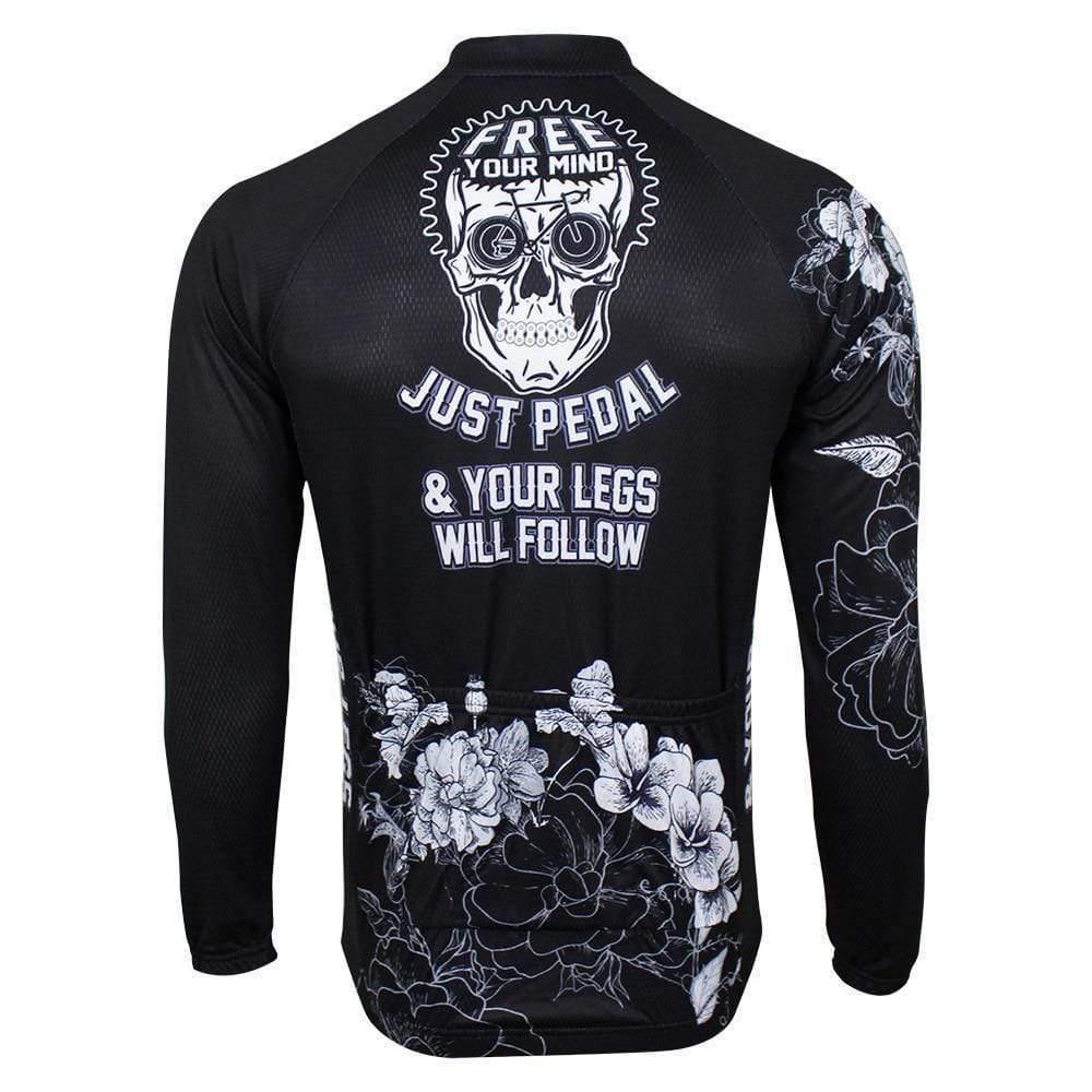 Men's Free Your Mind Skull Long Sleeve Cycling Jersey