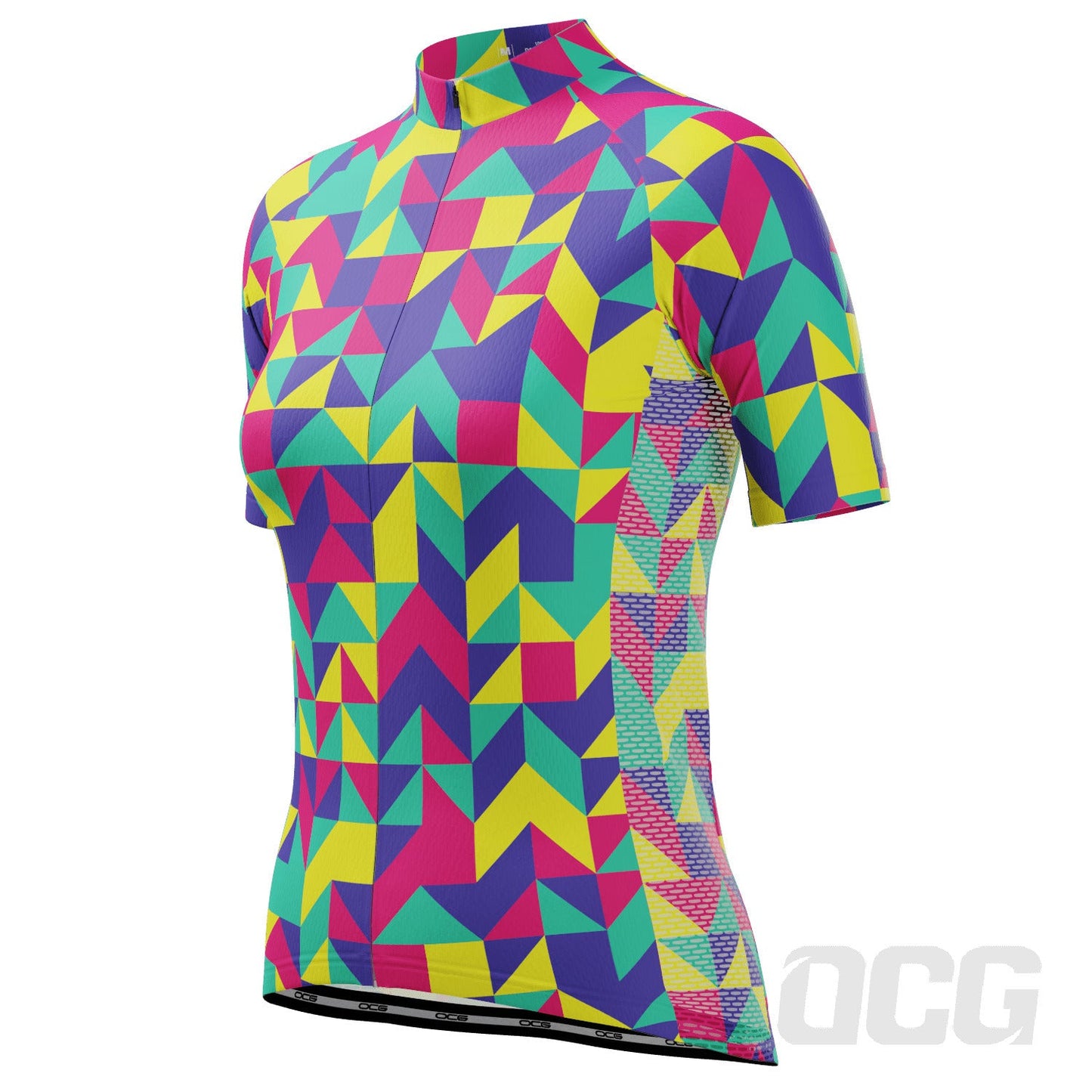 Women's High Viz Neon Geometry Short Sleeve Cycling Jersey