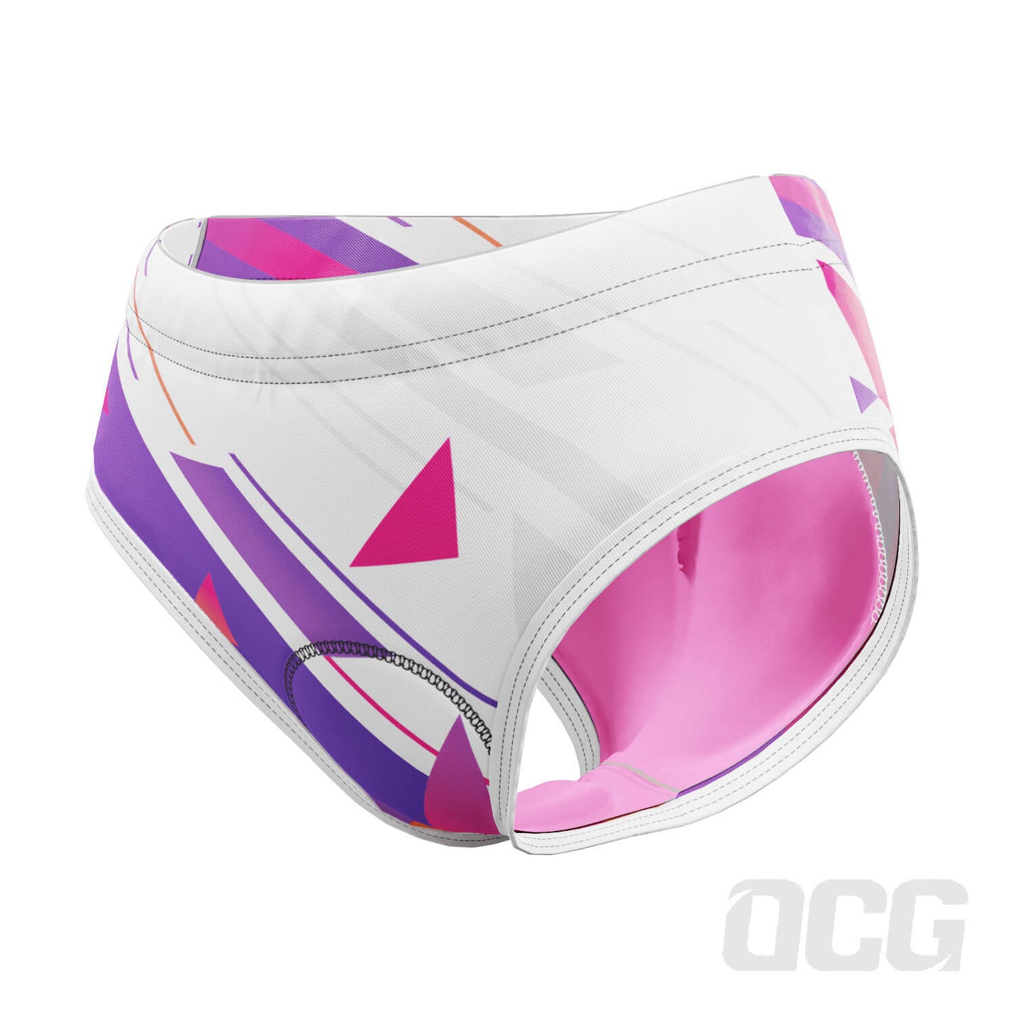 Women's Purple Geometry Gel Padded Cycling Underwear-Briefs