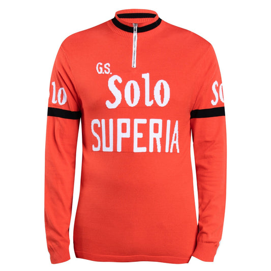 GS Solo Superia Merino Wool Blend - Long Sleeve Retro Cycling Jersey