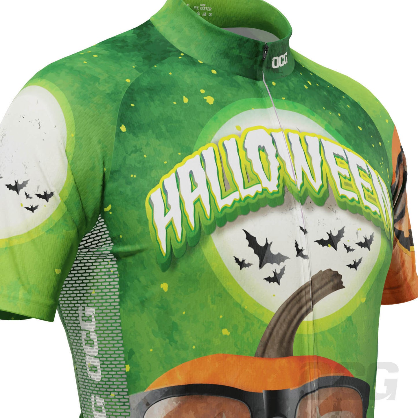 Men's Halloween Pumpkin Glasses Short Sleeve Cycling Jersey
