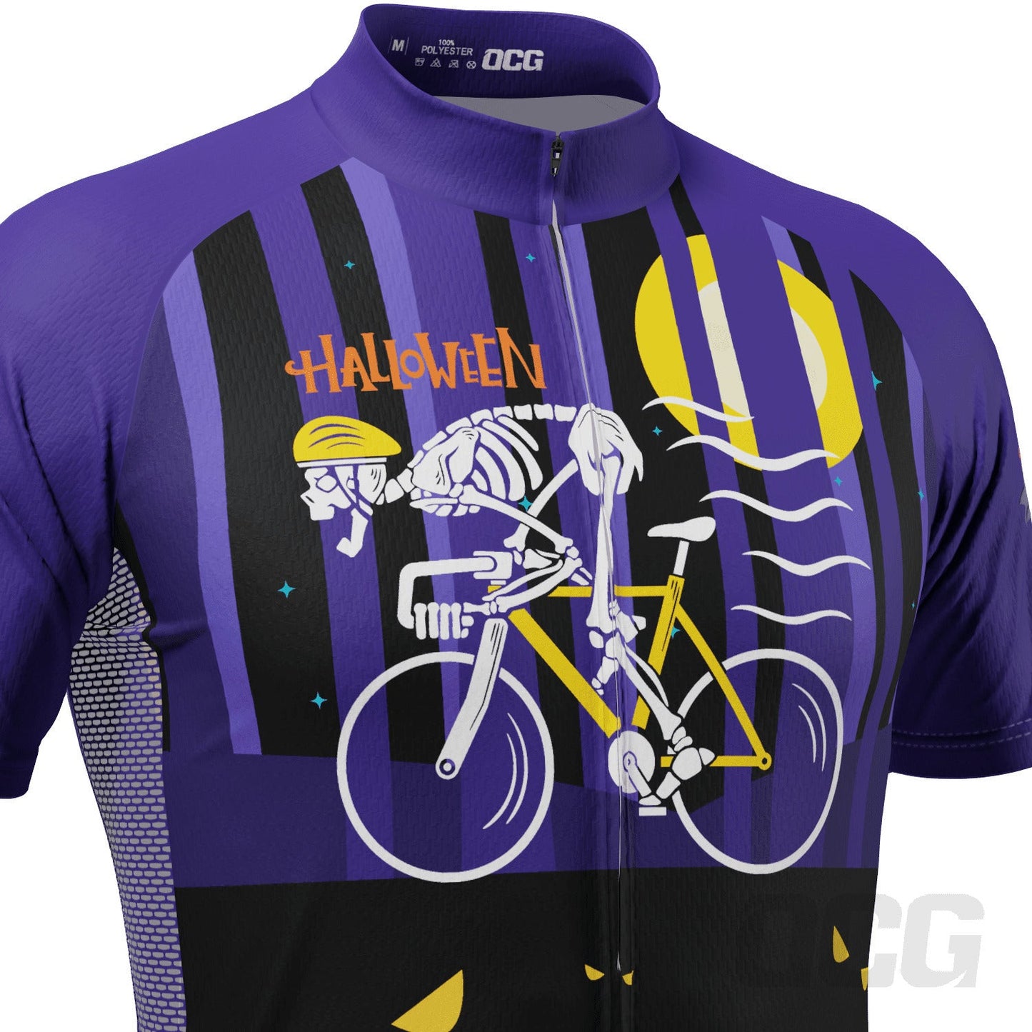 Men's Halloween Skeleton Rider Short Sleeve Cycling Jersey