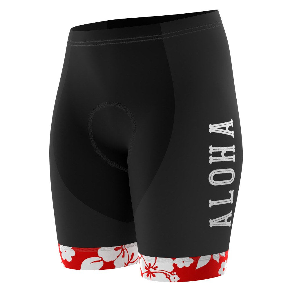 Women's Hawaiian Aloha Floral Gel Padded Cycling Shorts