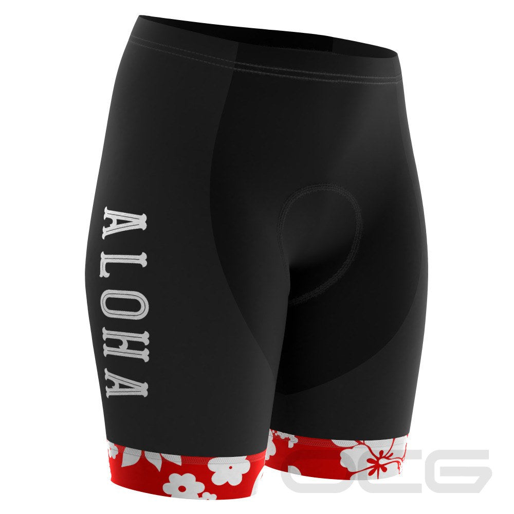 Women's Hawaiian Aloha Floral Gel Padded Cycling Shorts