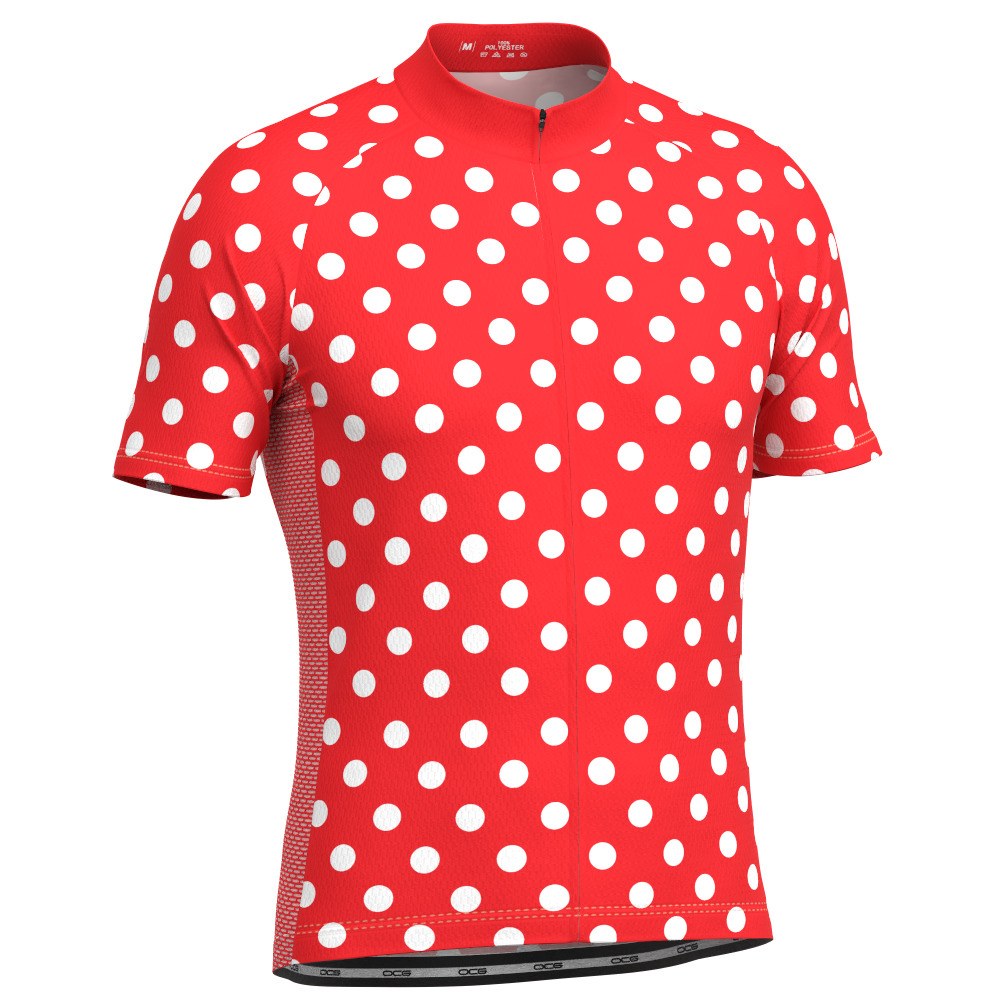 Men's High Viz White Polka Dots on Orange Short Sleeve Cycling Jersey