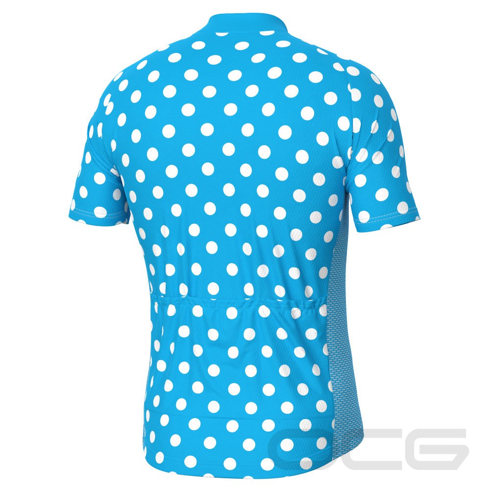 Men's High Viz White Polka Dots on Orange Short Sleeve Cycling Jersey