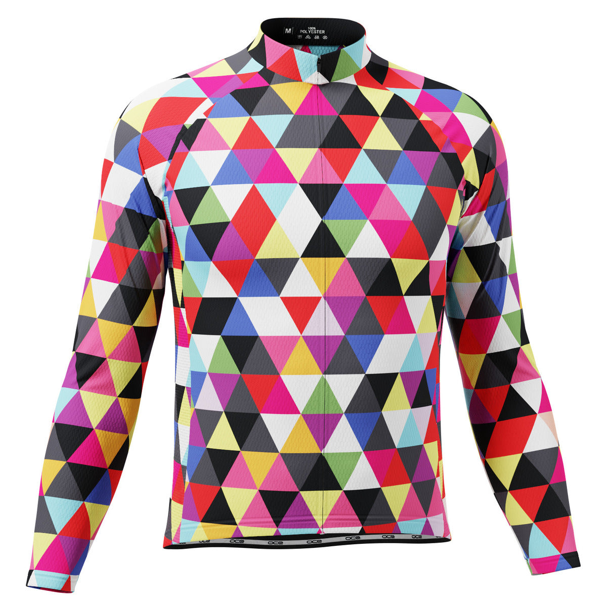 Men's High Viz Color Triangles Long Sleeve Cycling Jersey