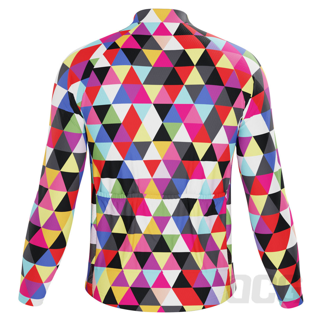 Men's High Viz Color Triangles Long Sleeve Cycling Jersey