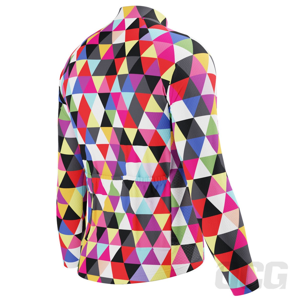 Men's High Viz Color Triangles Long Sleeve Cycling Jersey