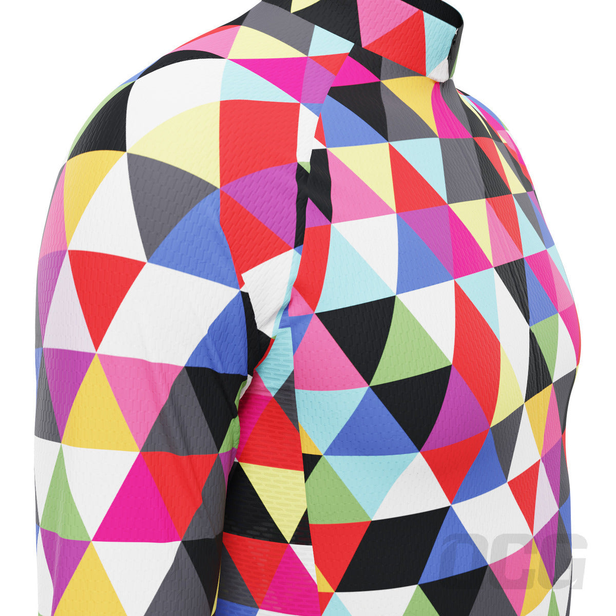 Men's High Viz Color Triangles Long Sleeve Cycling Jersey