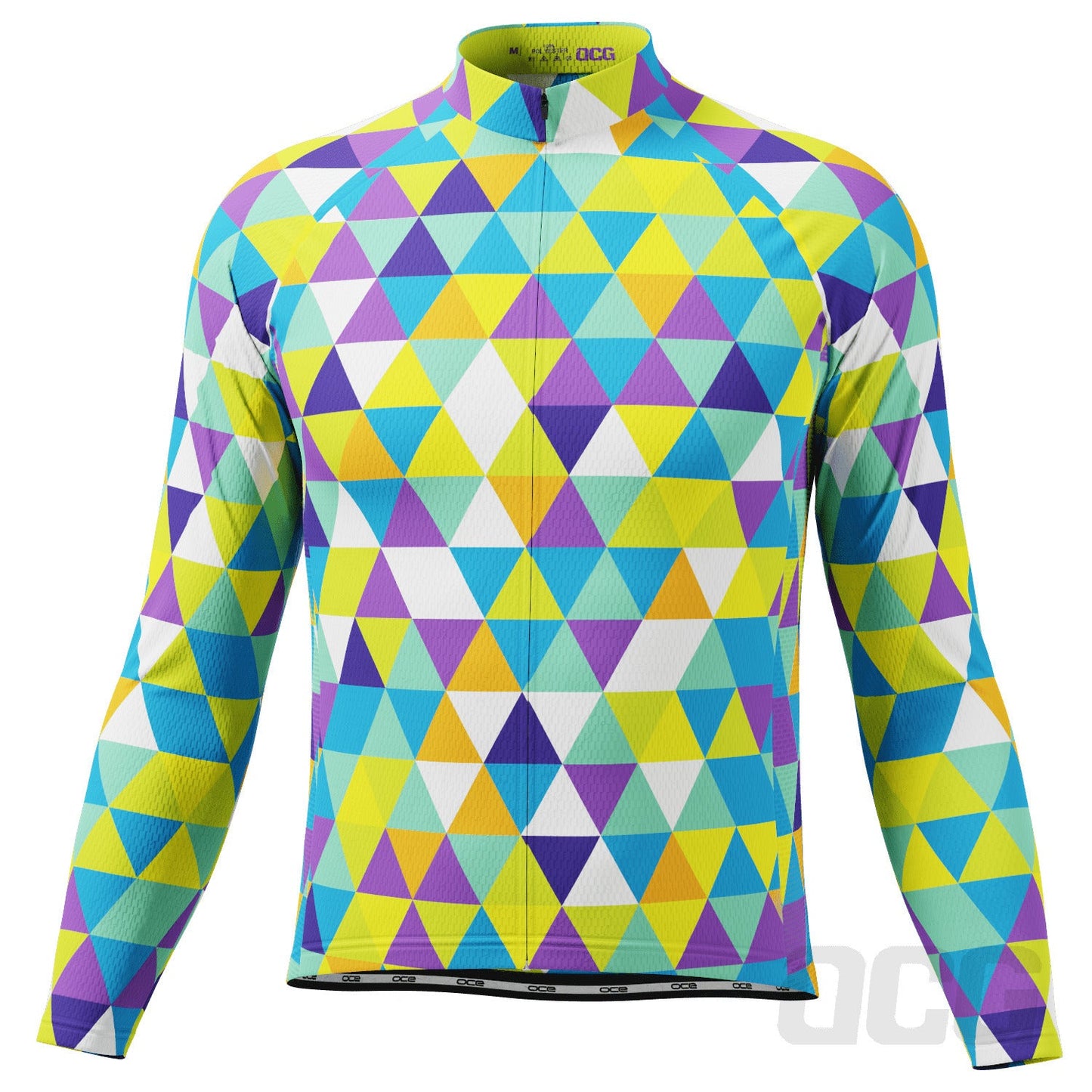 Men's High Viz Color Triangles Long Sleeve Cycling Jersey