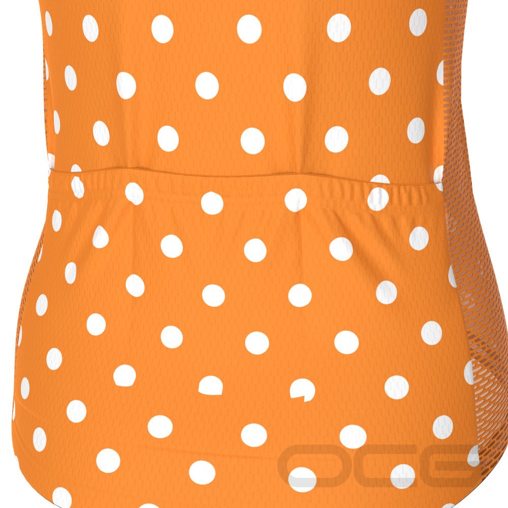 Women's High Viz Orange Polka Dot Short Sleeve Cycling Jersey