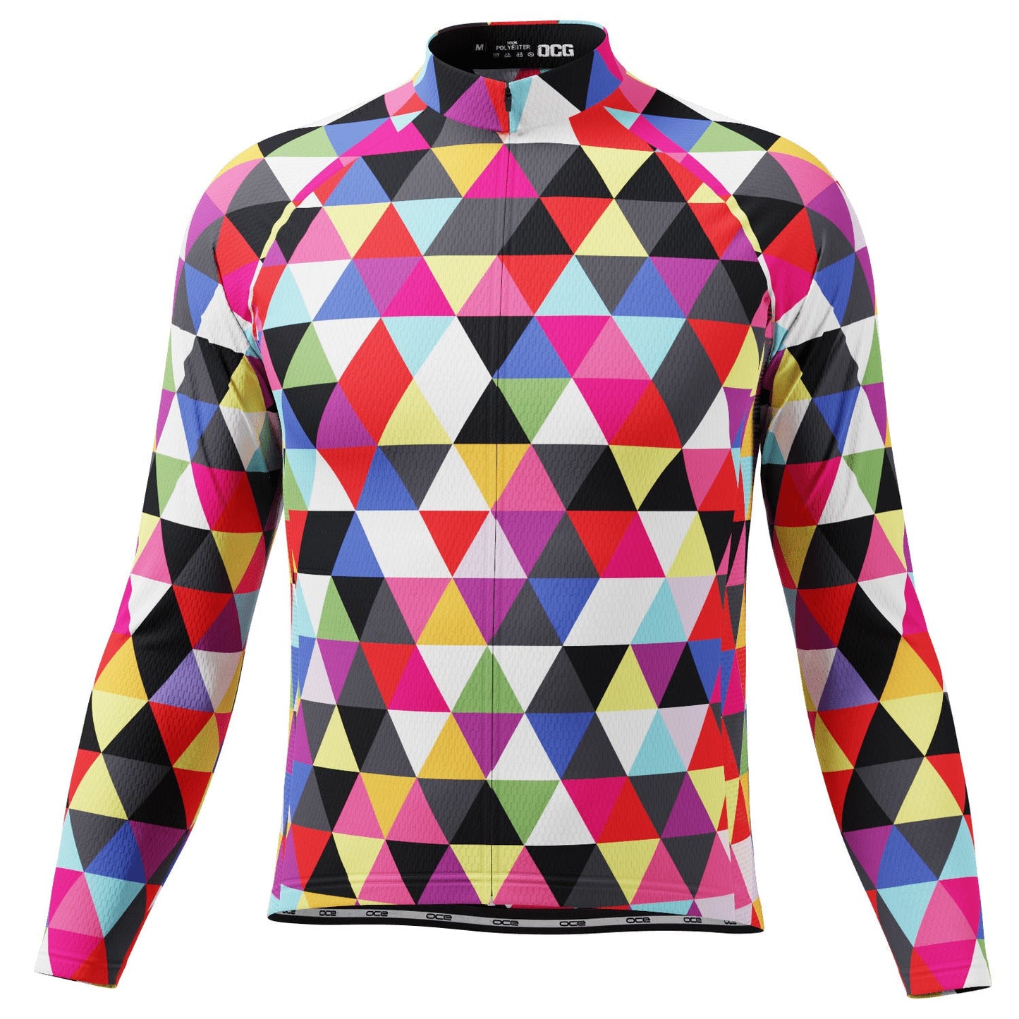 Men's High Viz Color Triangles Long Sleeve Cycling Jersey