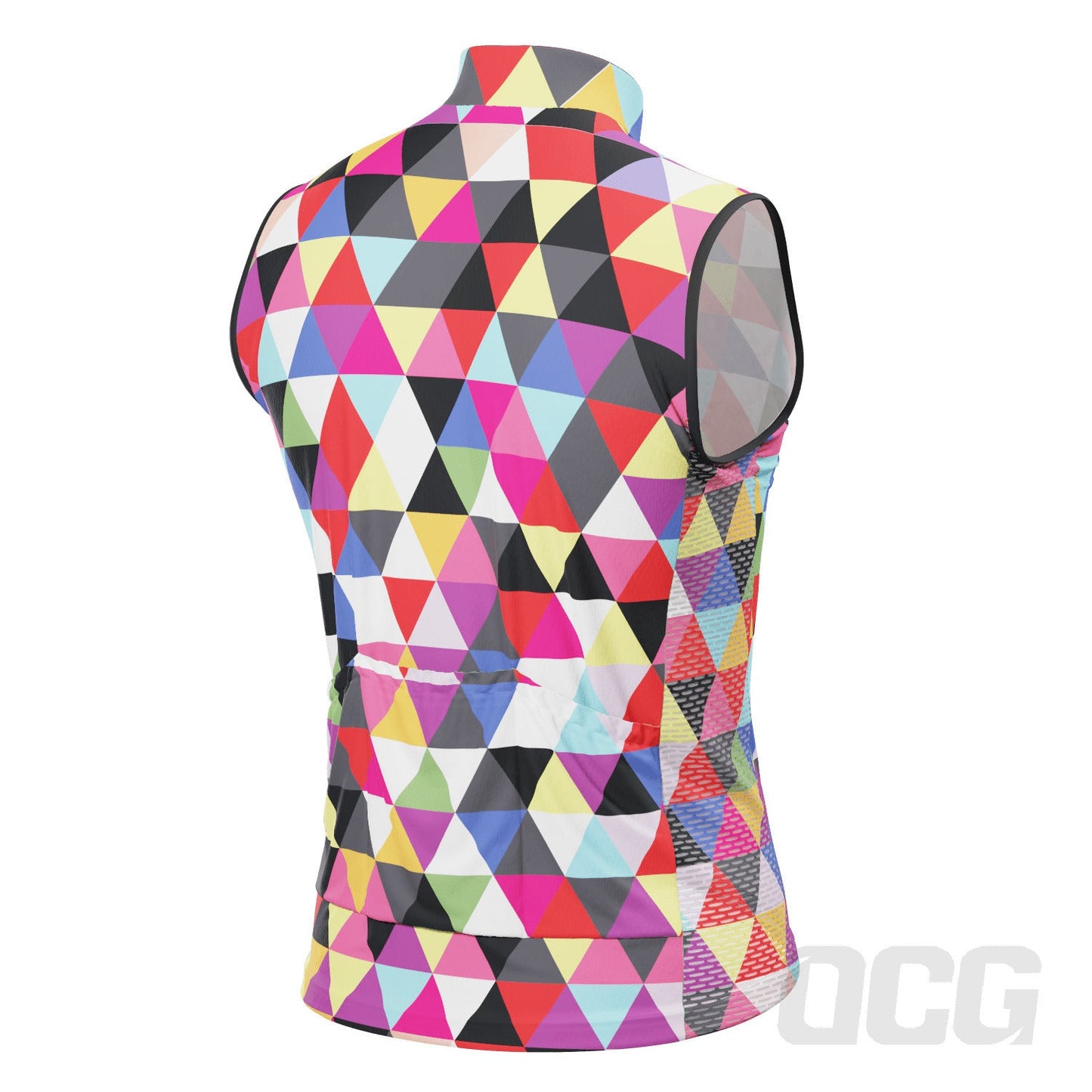 Men's High Viz Color Triangles Sleeveless Tech Cycling Jersey