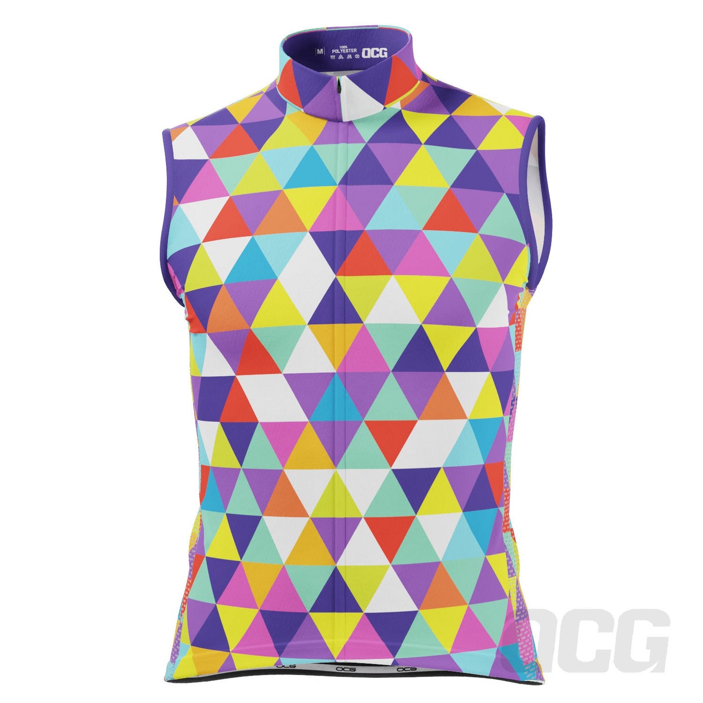 Men's High Viz Color Triangles Sleeveless Tech Cycling Jersey