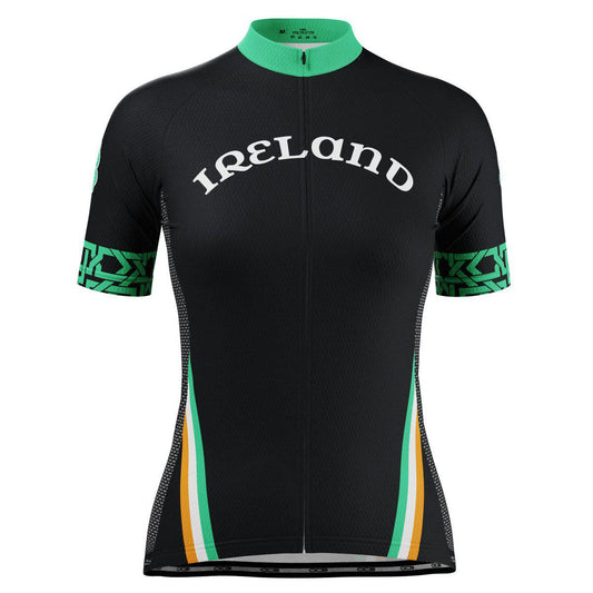Women's Ireland Eire Shamrock National Flag Short Sleeve Cycling Jersey